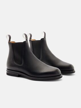 Scarosso William III Mens Black Leather Chelsea Boots Size 12 EU 45 Never Worn
